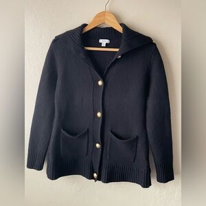 Reiss Black knit wool cashmere blend gold button cardigan